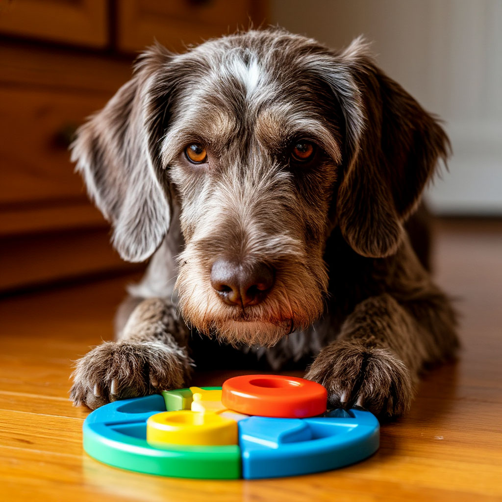 Aging pointer working on brain stimulation puzzle