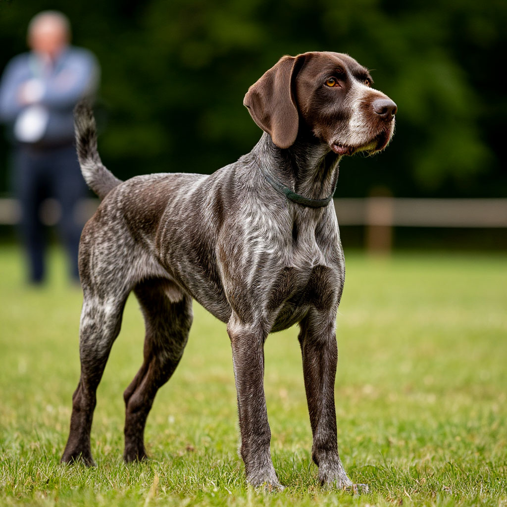 Field trial champion German Wirehaired Pointer in action