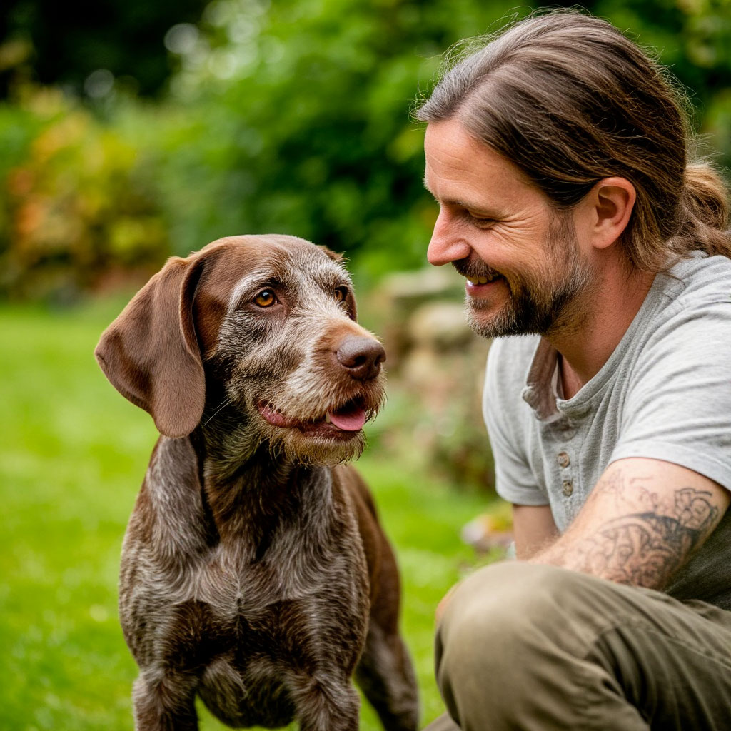 Rescued German Wirehaired Pointer Bonding Over Time